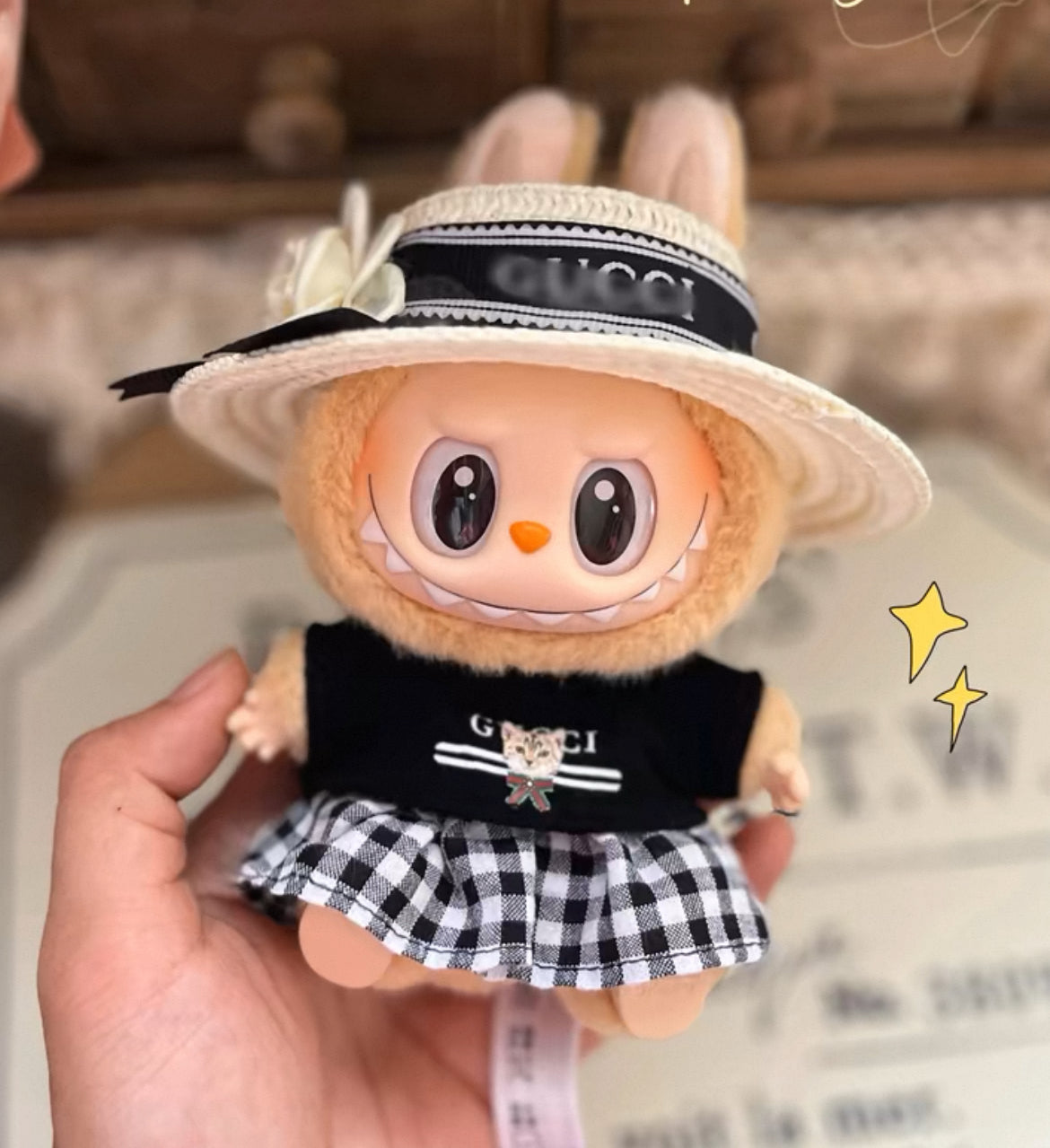 G Family Black Straw Hat